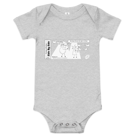 Baby Short Sleeve One Piece Featuring the Sheep and the Goats Side by Side Cartoon V1-02 Style 2