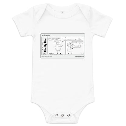 Baby Short Sleeve One Piece Featuring the Sheep and the Goats Side by Side Cartoon V1-02 Style 1