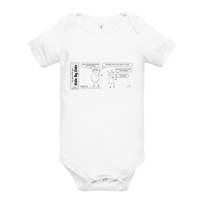 Baby Short Sleeve One Piece Featuring the Sheep and the Goats Side by Side Cartoon V1-02 Style 2