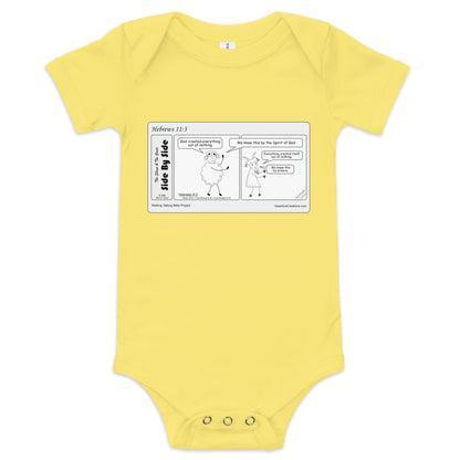 Baby Short Sleeve One Piece Featuring the Sheep and the Goats Side by Side Cartoon V1-02 Style 1