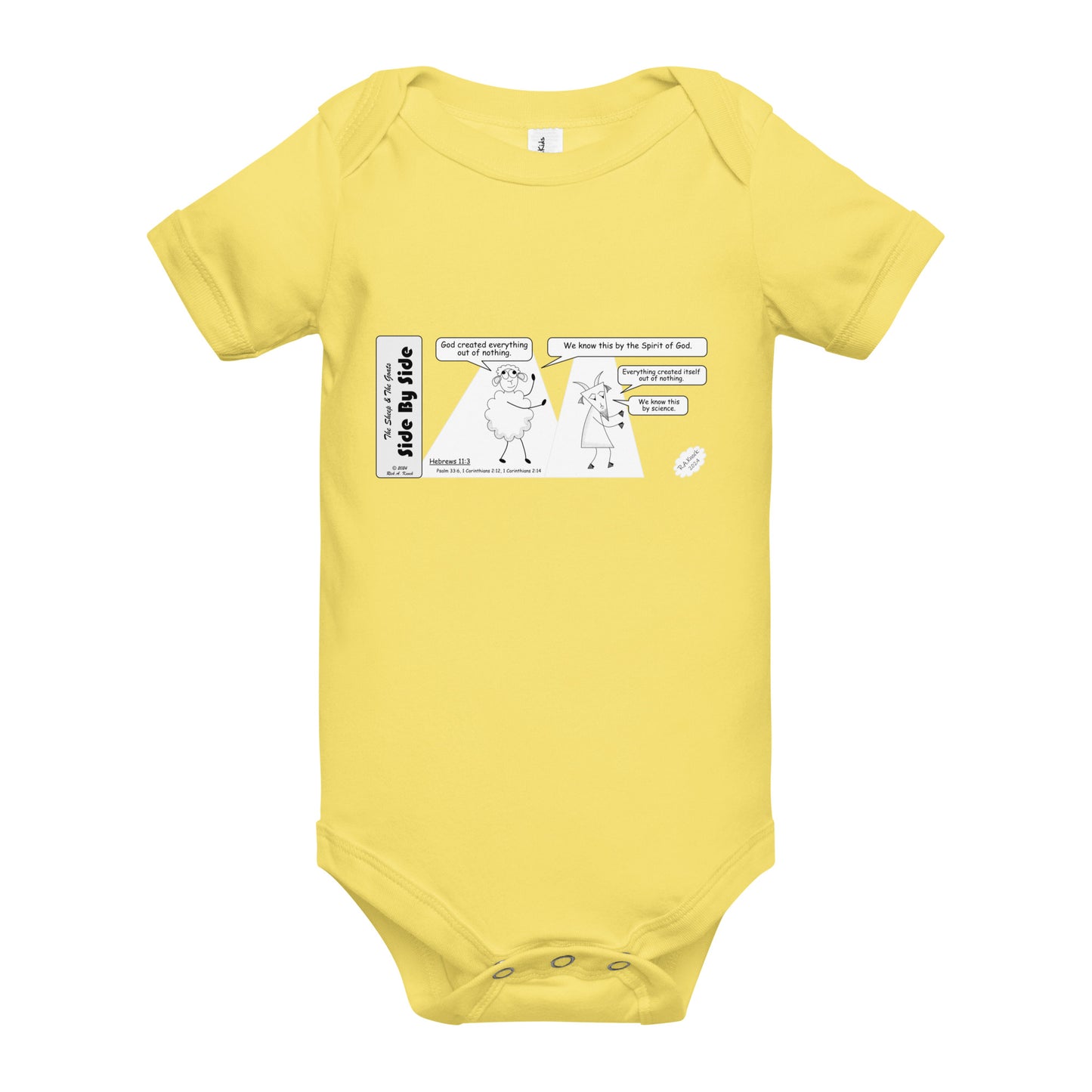 Baby Short Sleeve One Piece Featuring the Sheep and the Goats Side by Side Cartoon V1-02 Style 2