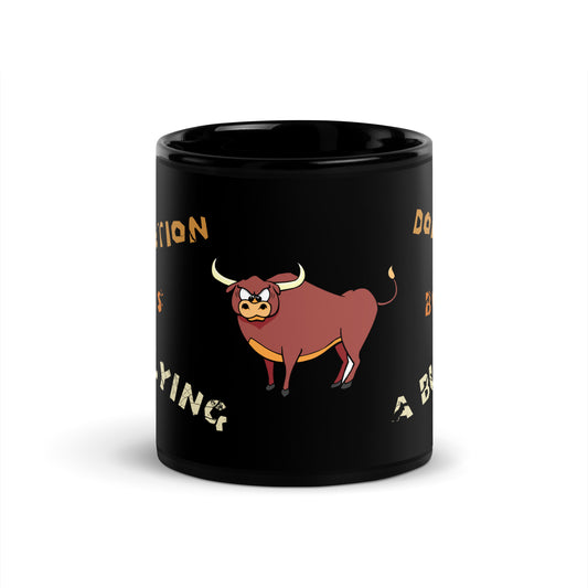 A001 Mug - Black Glossy Ceramic Mug Featuring Bull-Steer Graphic with text “Abortion is Bullying. Don’t be a Bully.”