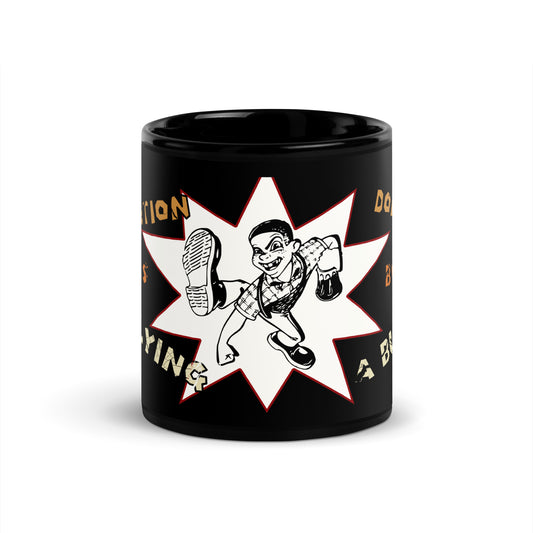 A001 Mug - Black Glossy Ceramic Mug Featuring Mean Guy Graphic with text “Abortion is Bullying. Don’t be a Bully.”