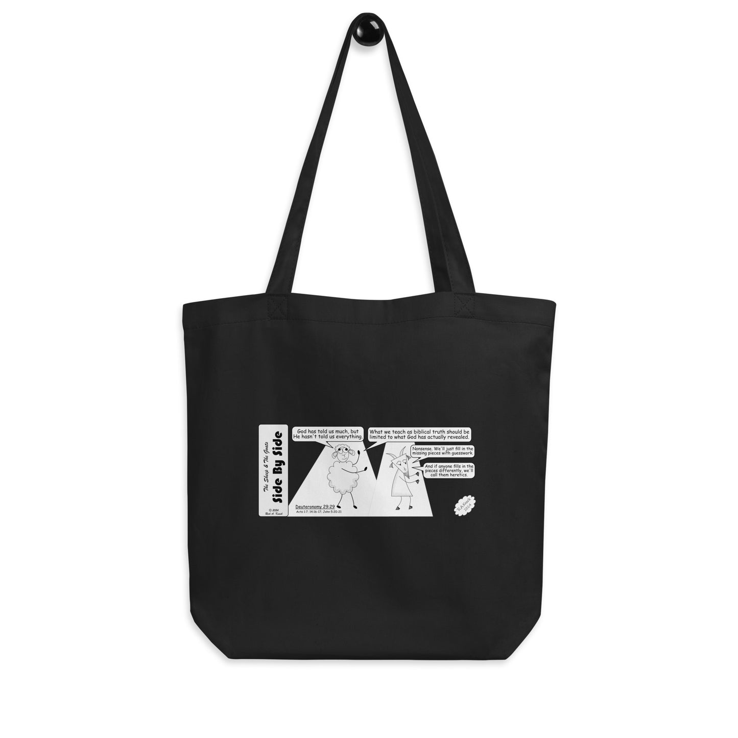 Eco Tote Bag Featuring the Sheep and the Goats Side by Side Cartoon V1-04 Style 2
