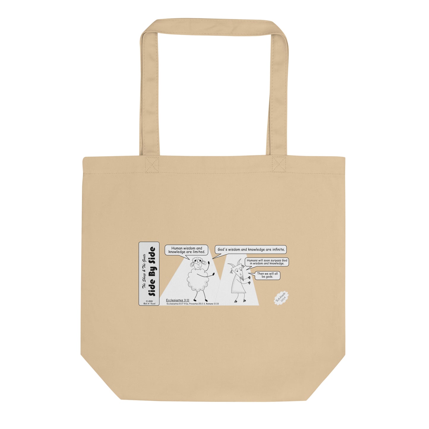 Eco Tote Bag Featuring the Sheep and the Goats Side by Side Cartoon V1-03 Style 2