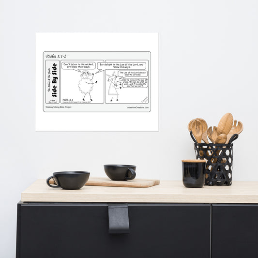 Museum Quality Print Featuring the Sheep and the Goats Side by Side Cartoon V1-06