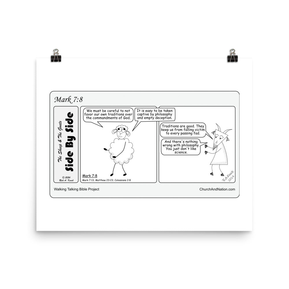 Museum Quality Print Featuring the Sheep and the Goats Side by Side Cartoon V1-29