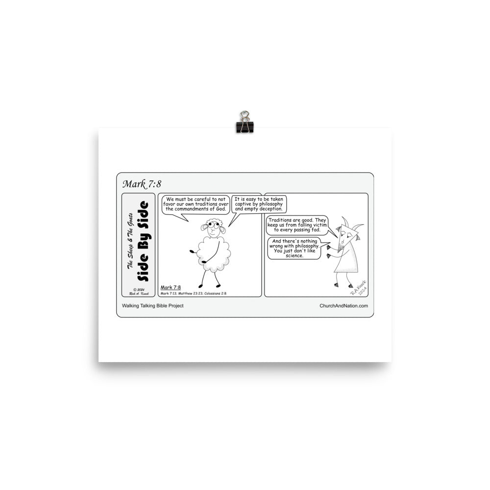 Museum Quality Print Featuring the Sheep and the Goats Side by Side Cartoon V1-29