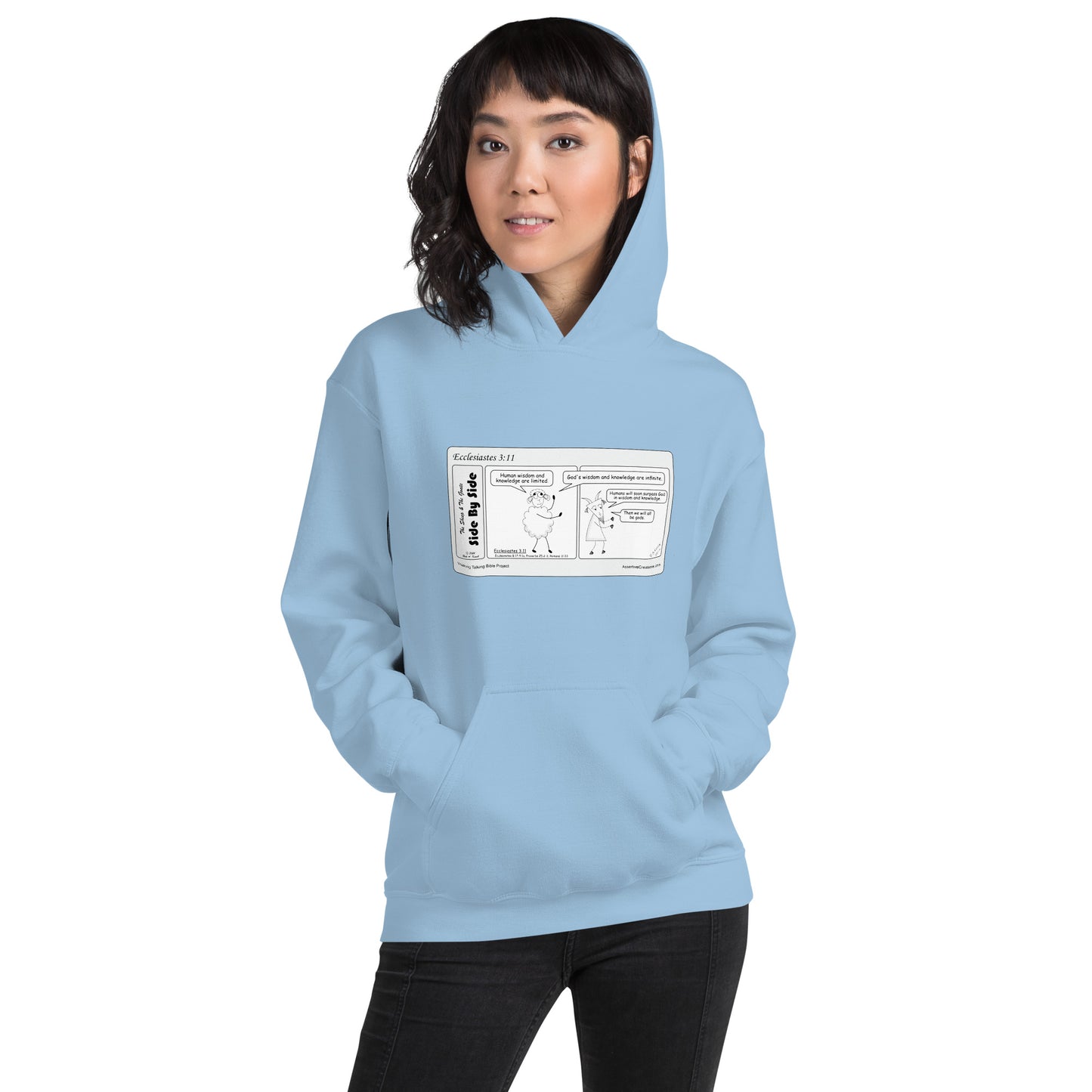 Unisex Hoodie Featuring the Sheep and the Goats Side by Side Cartoon V1-03 Style 1