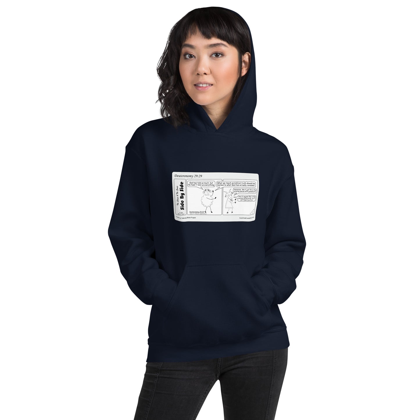 Unisex Hoodie Featuring the Sheep and the Goats Side by Side Cartoon V1-04 Style 1