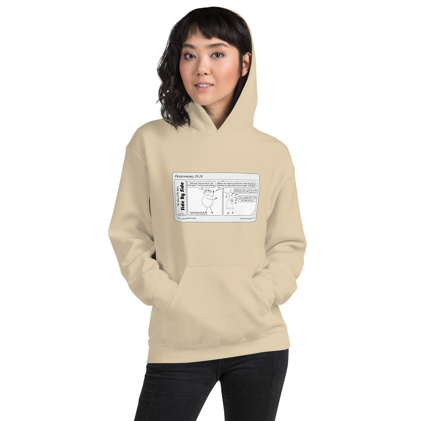 Unisex Hoodie Featuring the Sheep and the Goats Side by Side Cartoon V1-04 Style 1