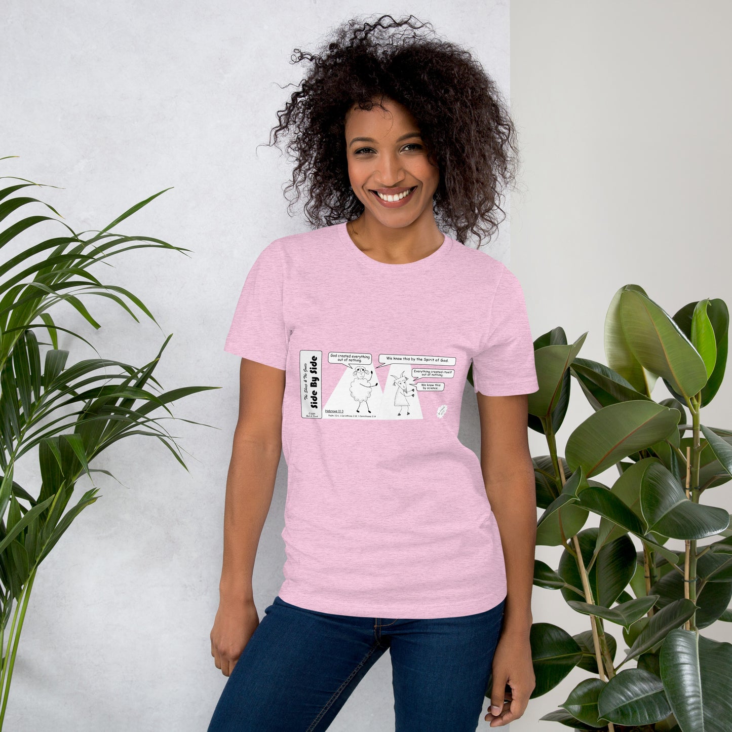 Bella + Canvas 3001 Unisex T-shirt Featuring the Sheep and the Goats Side by Side Cartoon V1-02 Style 2
