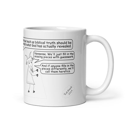 White Glossy Mug Featuring the Sheep and the Goats Side by Side Cartoon V1-04 Style 2