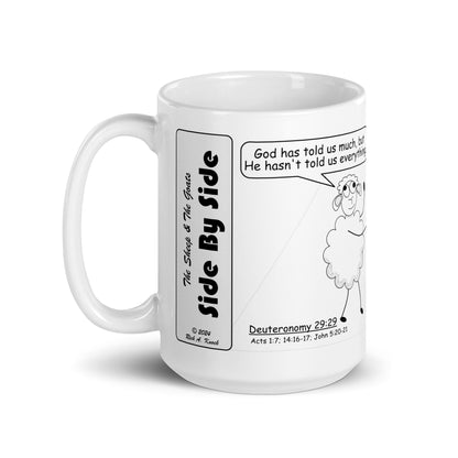 White Glossy Mug Featuring the Sheep and the Goats Side by Side Cartoon V1-04 Style 2