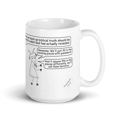 White Glossy Mug Featuring the Sheep and the Goats Side by Side Cartoon V1-04 Style 2