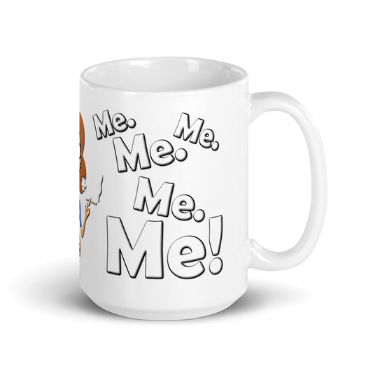 A015 Mug - White Glossy Ceramic Mug Featuring a Graphic of a Young Pregnant Woman Smoking, with the Text “I’m Pro-choice. I Only Care About Me. Me. Me. Me. Me!”